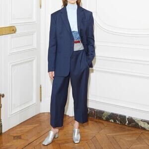Cedric Charlier Wool Layered Colorblock Crop Trousers Womens Size 4 Fall 2018